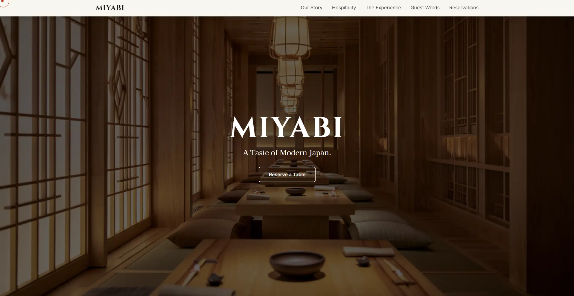 Responsive restaurant website design concept for Miyabi created by professional web designers