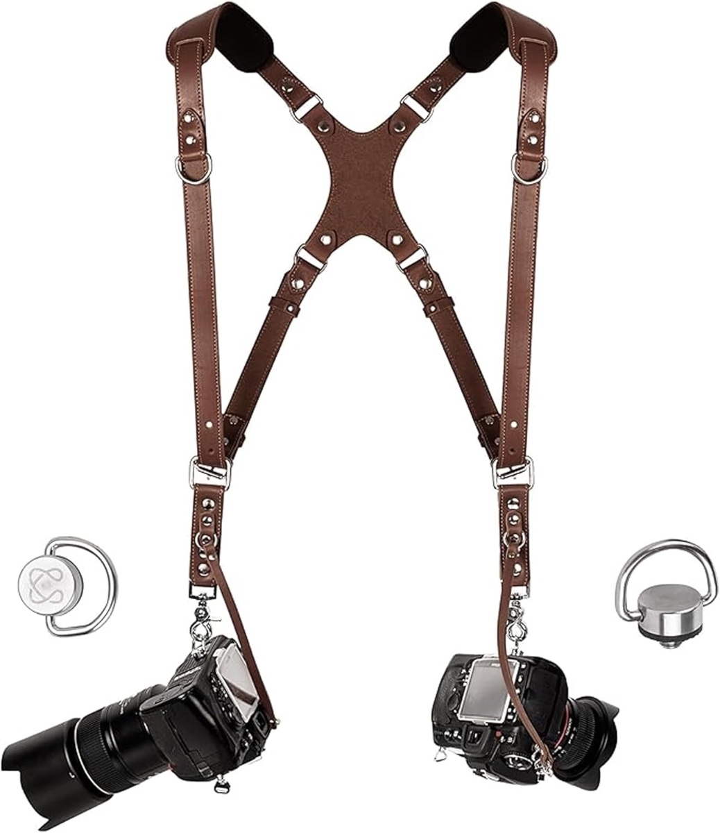 Harnais double appareil photo en cuir tres renforcé miniature 2
