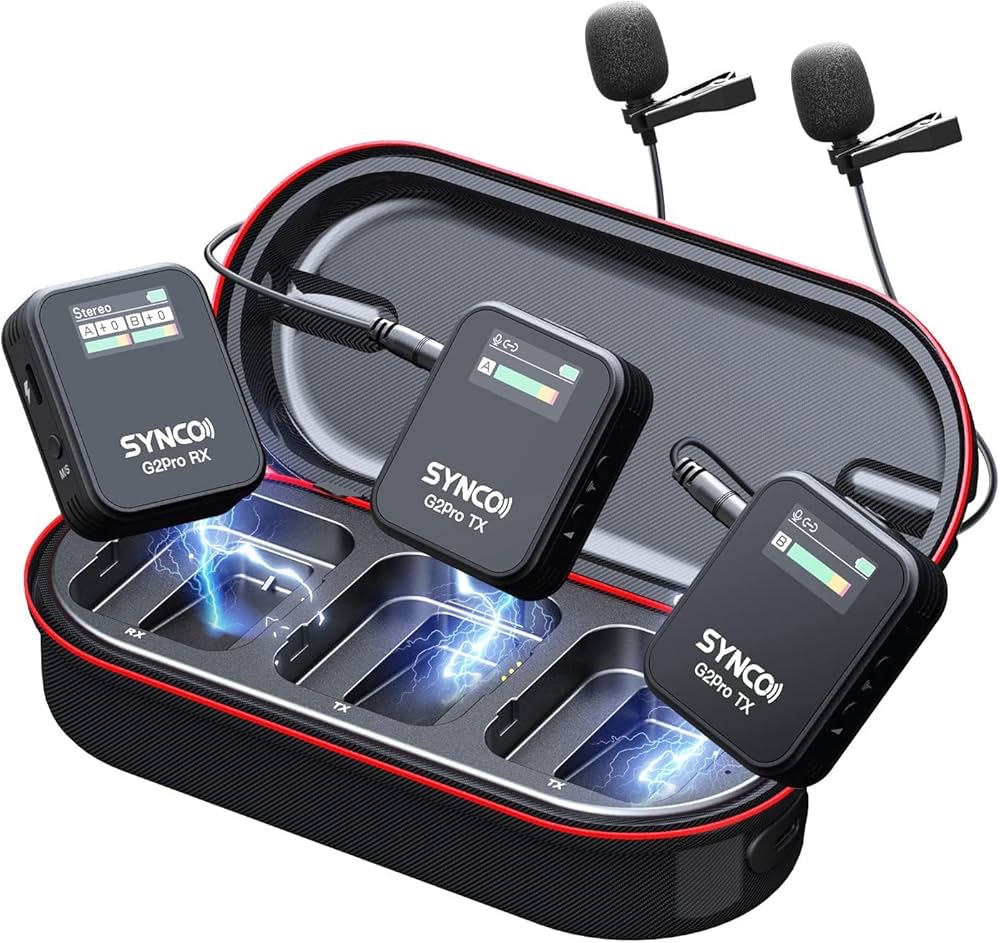 SYNCO microphone cravate sans fil G2A2 Pro 2.4 GHz double micro cravate 