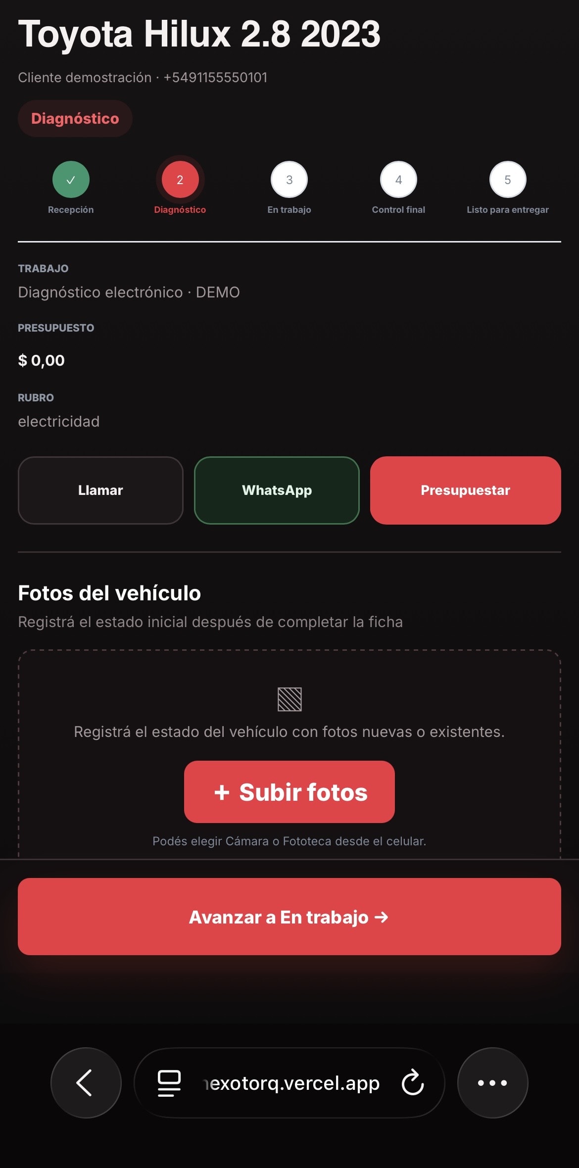 Recibí el vehículo mientras hablás con el cliente en Nexotorq