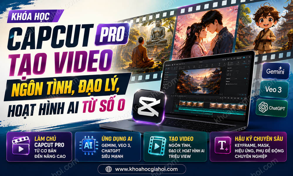 Khóa Học Capcut Pro: Tạo Video Ngôn Tình, Đạo Lý ,hoạt Hình Ai Từ Số 0