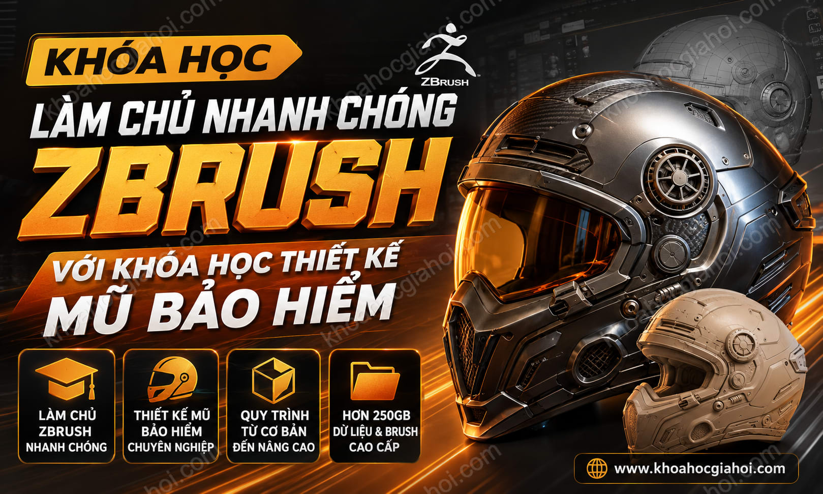 Khoá Học Làm Chủ Nhanh Chóng Zbrush Với Khóa Học Thiết Kế Mũ Bảo Hiểm