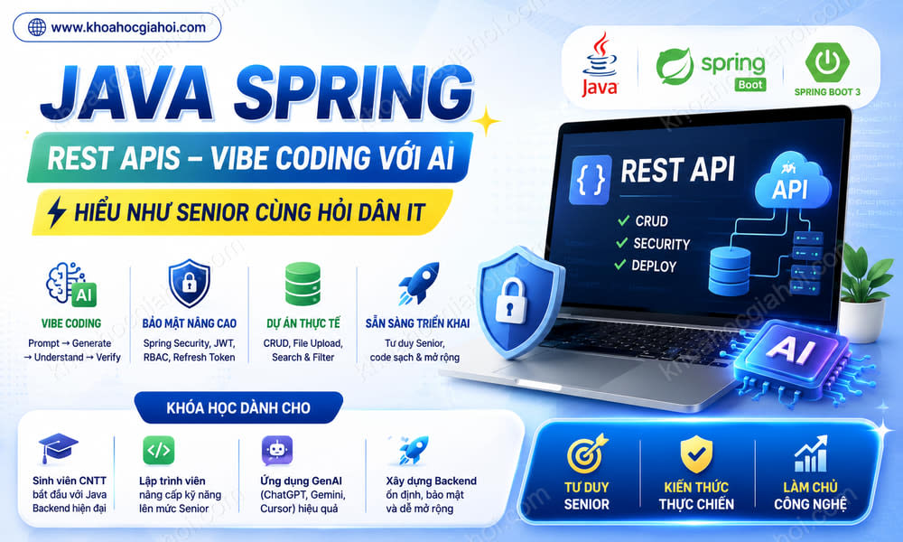 Khóa Học Java Spring REST APIs – Vibe Coding với AI, Hiểu Như Senior Cùng Hỏi Dân IT