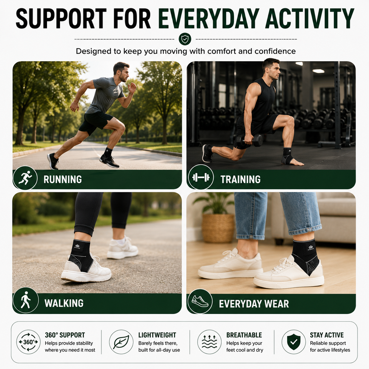 Ankle support strap suitable for running training walking and everyday wear