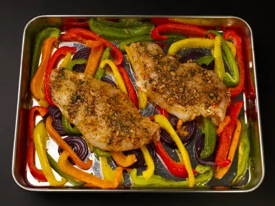 Sheet Pan Mediterranean Chicken with Roasted Bell Peppers and Feta Instruction 3