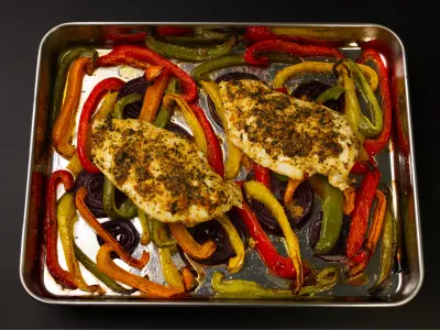 Sheet Pan Mediterranean Chicken with Roasted Bell Peppers and Feta Instruction 4