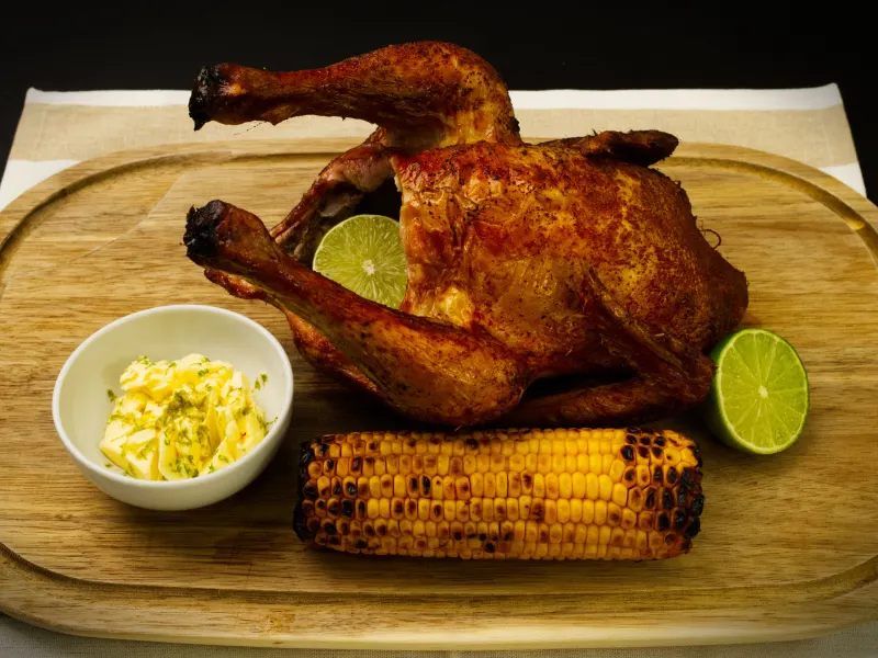 Hero B Beer Can Chicken with Lime-Butter Corn