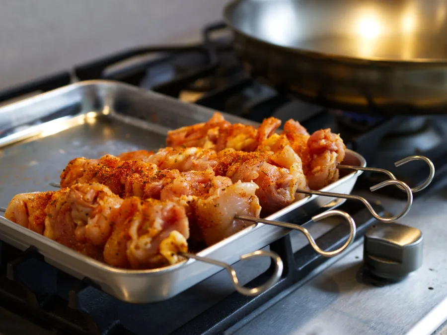 Cajun Chicken Skewers with Grilled Peach Salsa Instruction 4
