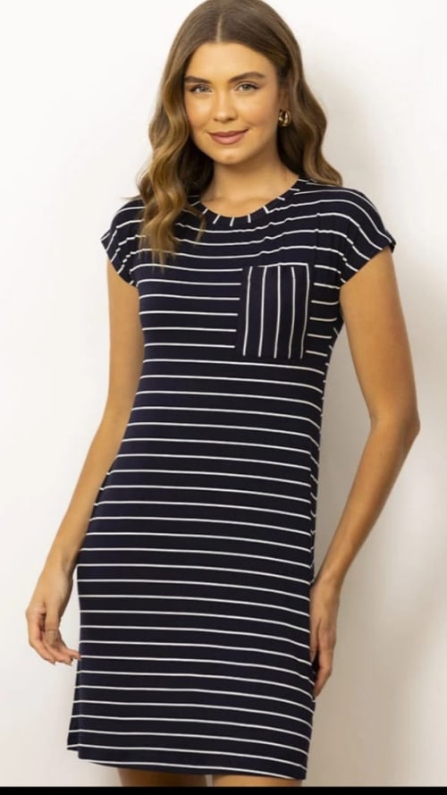 vestido midi listras 2025
