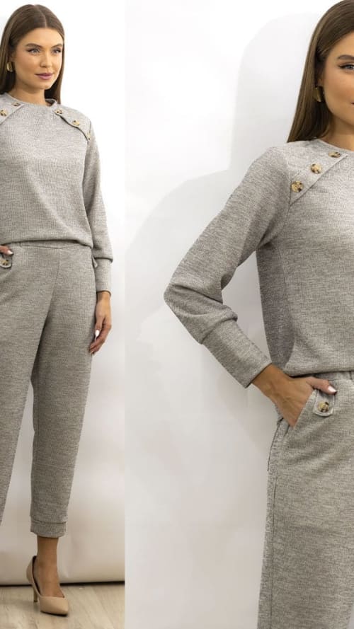 Conjunto canelado outono
