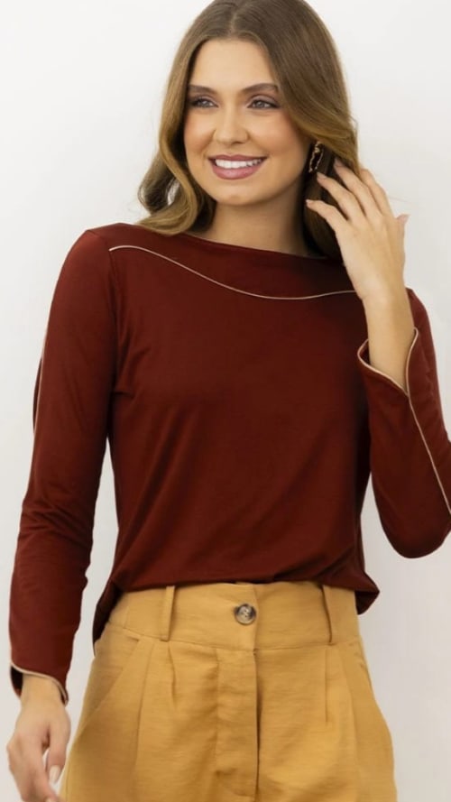 Blusa friso manga longa