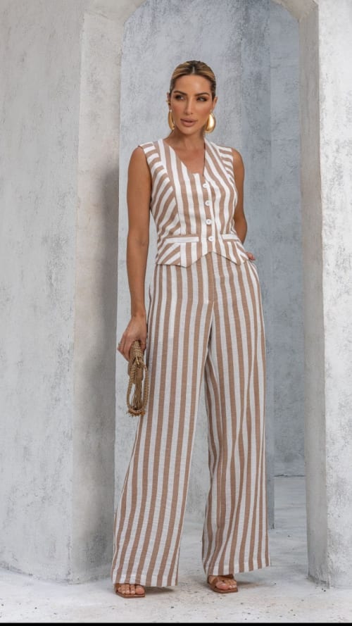 Conjunto colete listras 