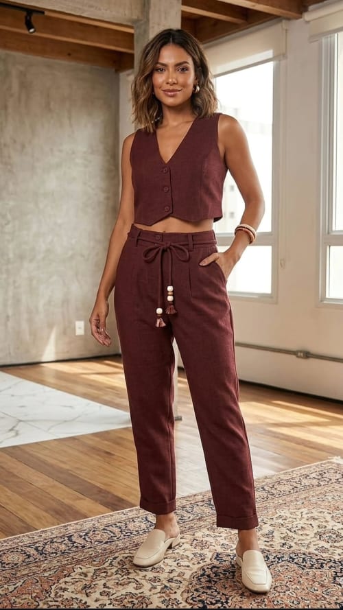 Conjunto linho com colete 
