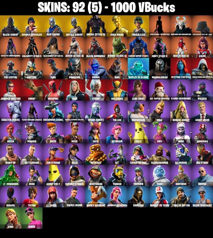 Fortnite Account ( PLAYSTATION / XBOX / PC / NINTENDO ) (BLACK KNIGHT, FLOSS) (92 Skins)