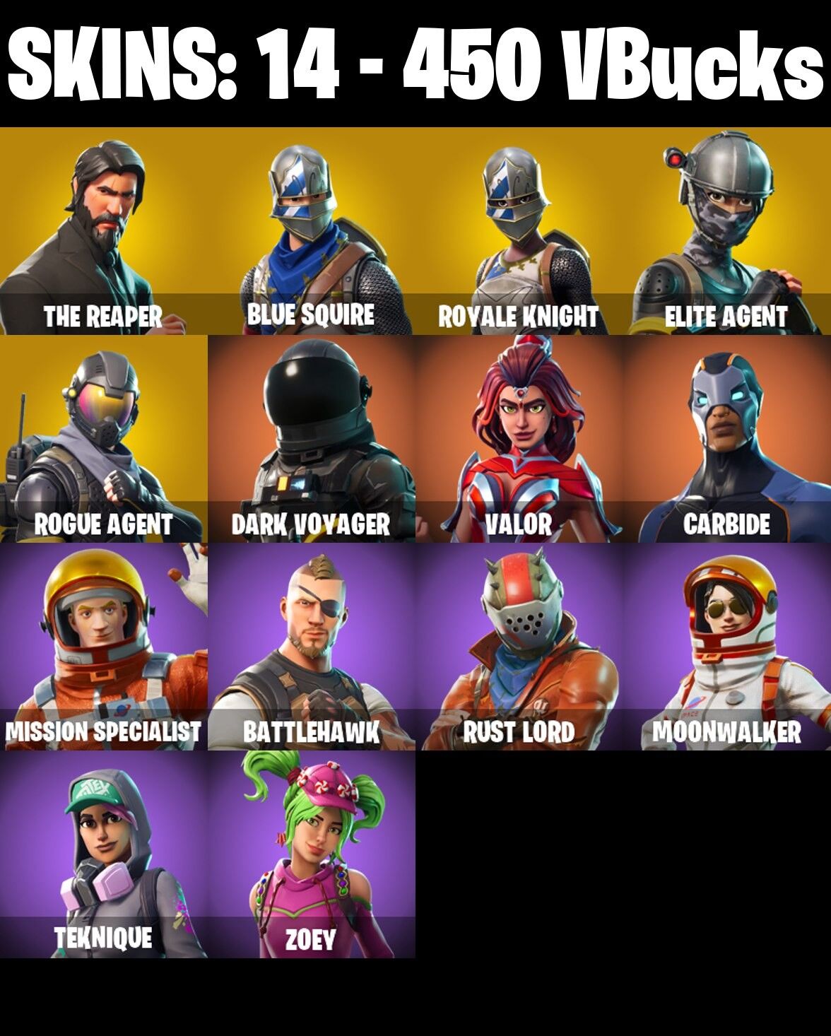 Fortnite Account ( PLAYSTATION / XBOX / NINTENDO ) (THE REAPER) (14 Skins)
