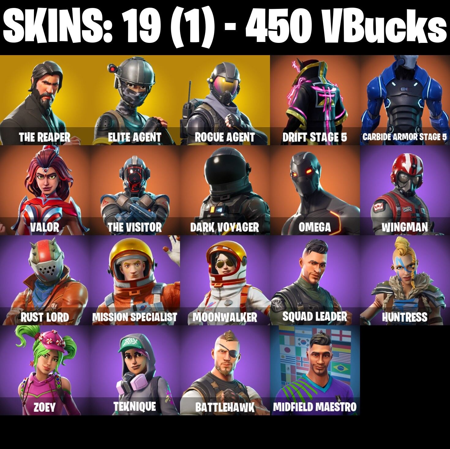 Fortnite Account ( PLAYSTATION / XBOX / PC / NINTENDO ) (The Reaper) (19 Skins)