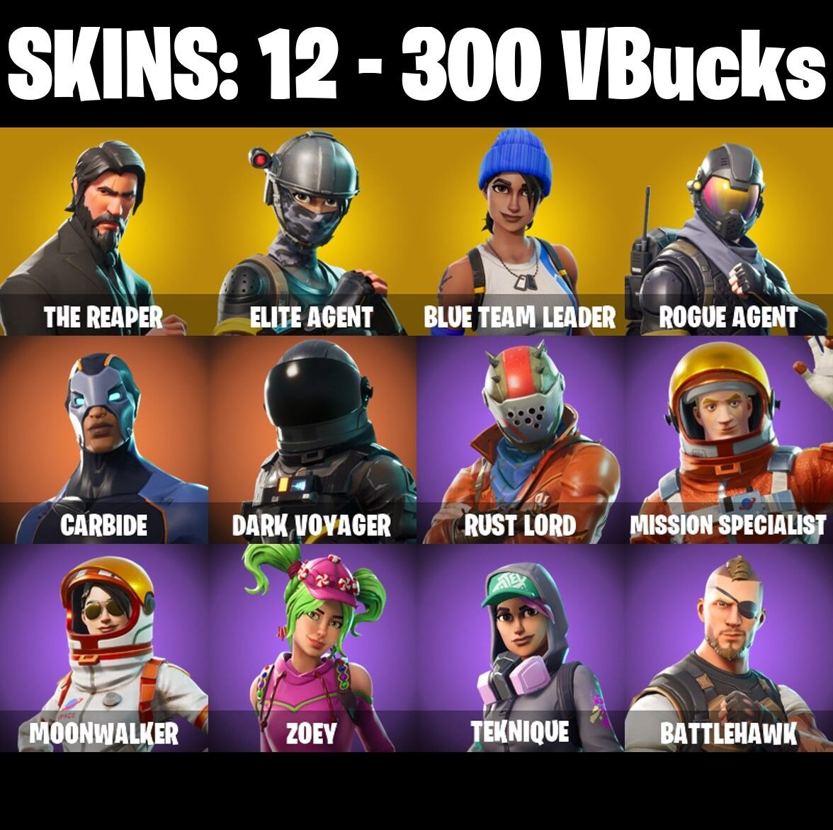 Fortnite Account ( PLAYSTATION / XBOX / PC / NINTENDO ) (THE REAPER) (12 Skins)