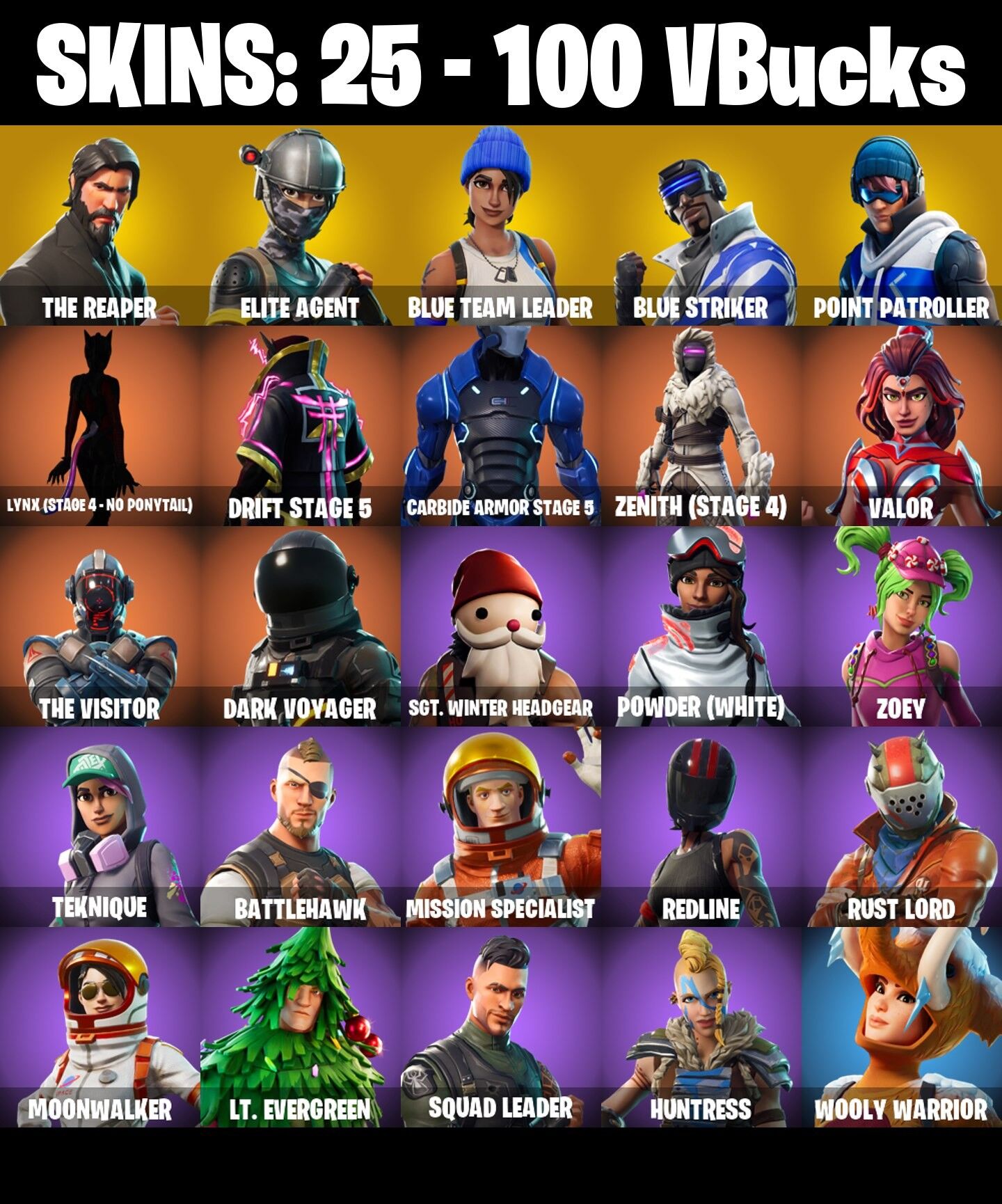 Fortnite Account ( PLAYSTATION / XBOX / PC / NINTENDO ) (The Reaper) (25 Skins)