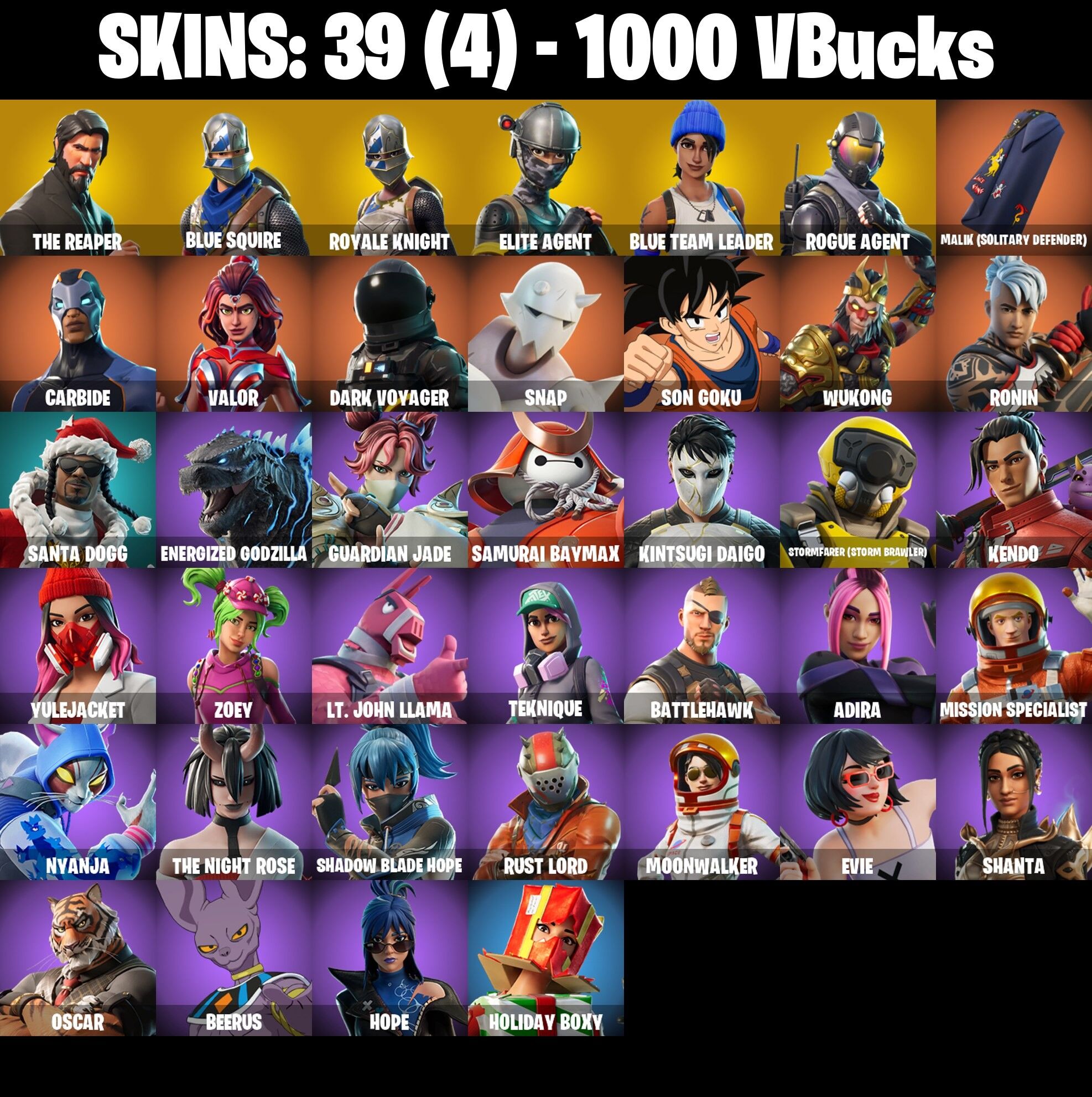 Fortnite Account ( PLAYSTATION / XBOX / PC / NINTENDO ) (The Reaper, Take The L) (39 Skins)