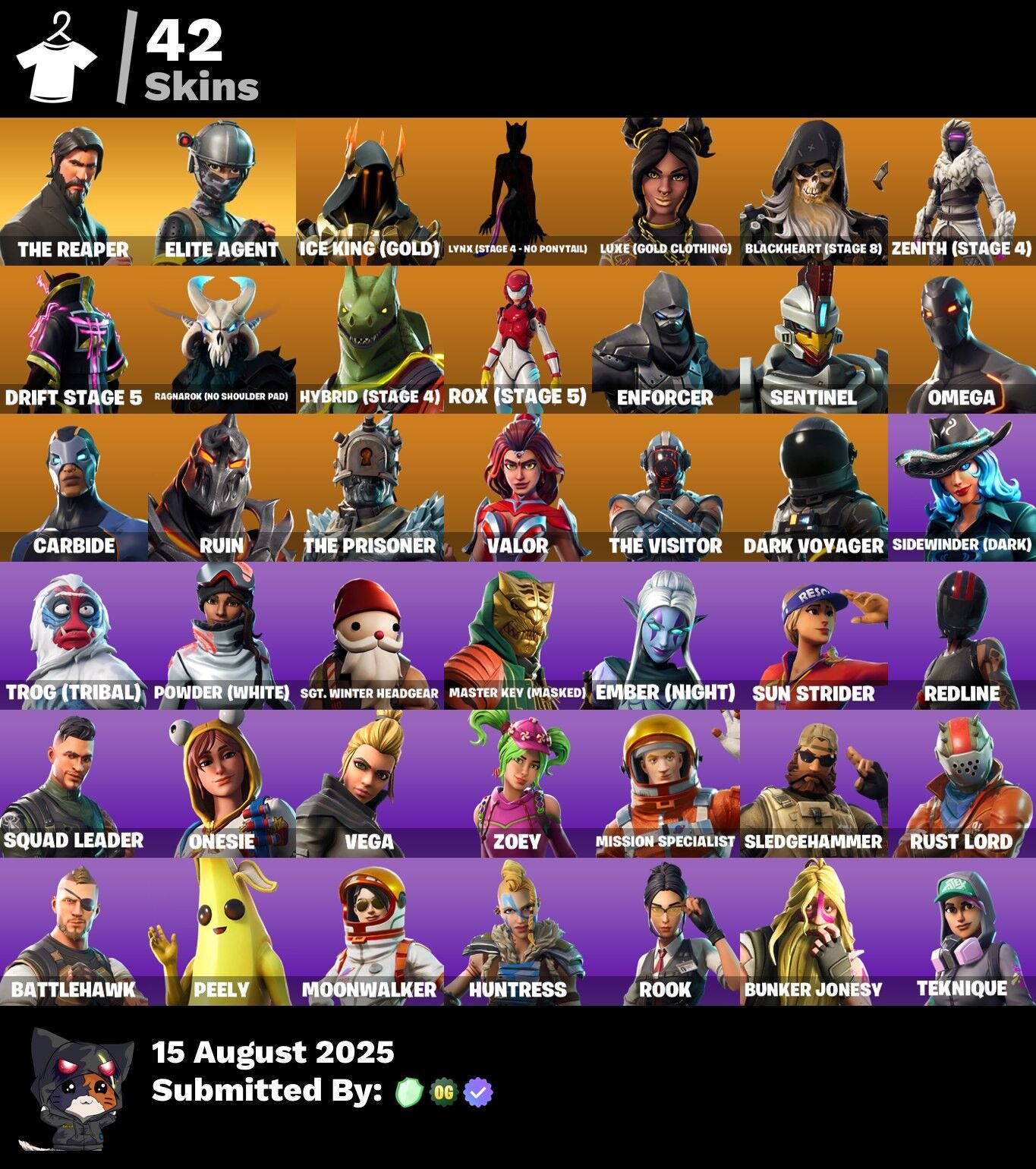 Fortnite Account ( PLAYSTATION / XBOX / PC / NINTENDO ) (The Reaper, Take the L, Elite Agent, Mako) (42 Skins)
