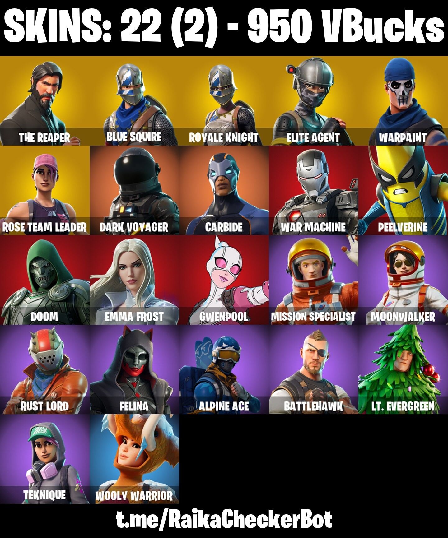 Fortnite Account ( PLAYSTATION / XBOX / PC / NINTENDO ) (THE REAPER, BLUE SQUIRE, TAKE THE L, ROYALE KNIGHT, ELITE AGENT, OG STW) (22 Skins)
