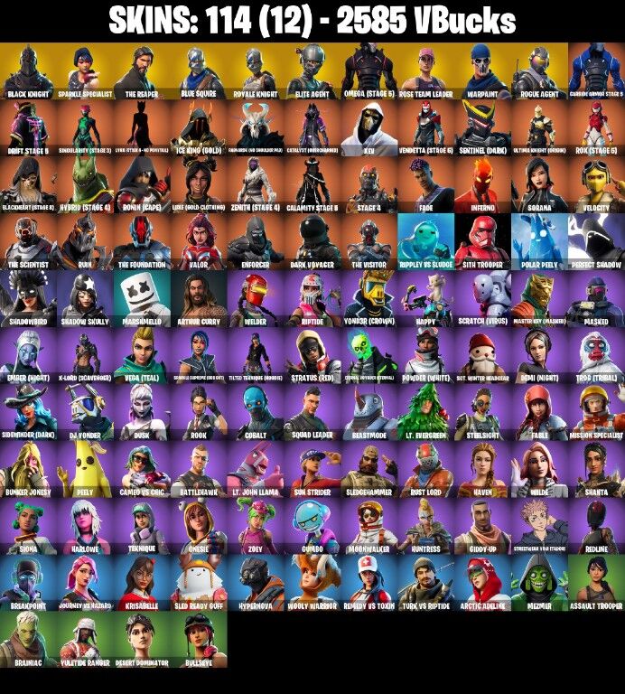 Fortnite Account ( PLAYSTATION / XBOX / PC / NINTENDO ) (BLACK KNIGHT, THE REAPER, TAKE THE L, MAKO) (114 Skins)