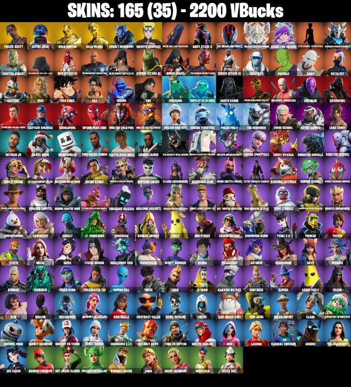 Fortnite Account ( PC / XBOX / NINTENDO ) (Travis Scott, Gold Midas) (165 Skins)