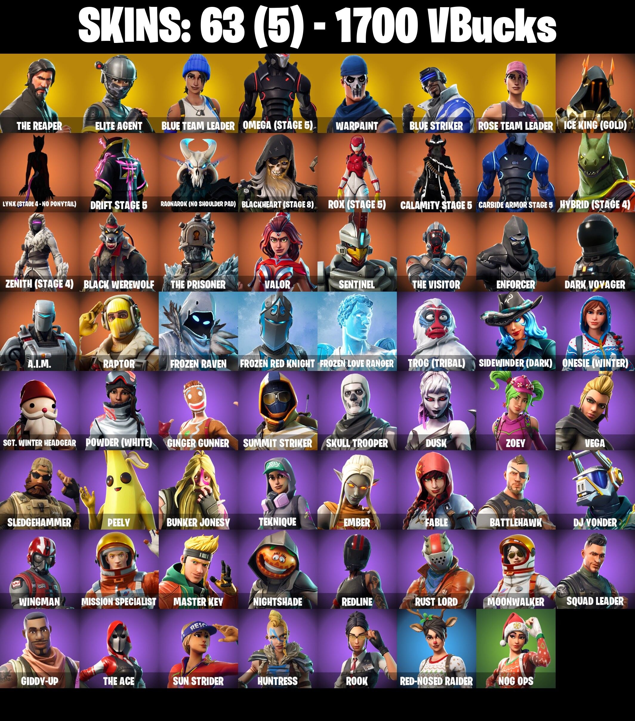Fortnite Account ( PLAYSTATION / XBOX / PC / NINTENDO ) (THE REAPER, OG STW, TAKE THE L) (63 Skins)