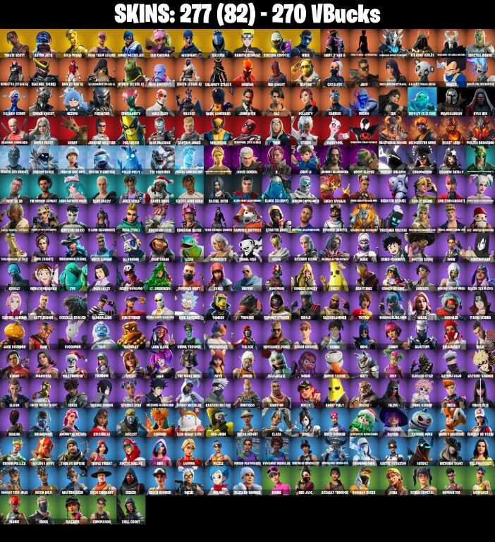 Fortnite Account ( PC / PLAYSTATION / XBOX / NINTENDO ) (Travis Scott, Merry Mint Axe, OG STW) (277 Skins)