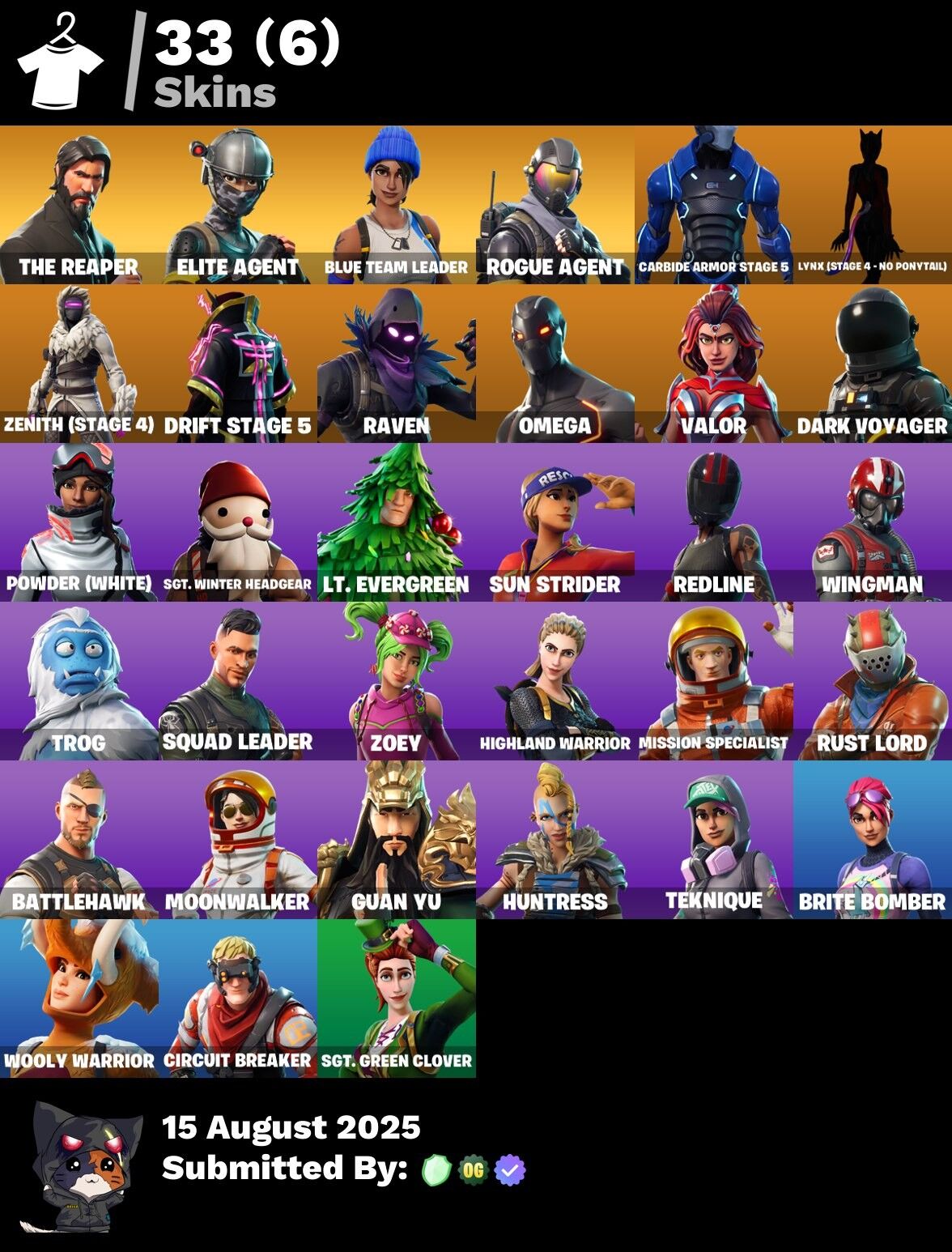Fortnite Account ( PLAYSTATION / XBOX / PC / NINTENDO ) (The Reaper, Elite Agent, Take the L, Blue Team Leader, Rogue Agent) (33 Skins)
