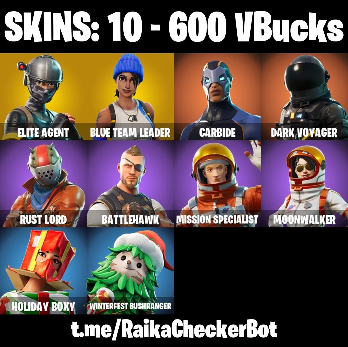 Fortnite Account ( PLAYSTATION / XBOX / PC / NINTENDO ) (ELITE AGENT, CARBIDE, DARK VOYAGER, BLUE TEAM LEADER) (10 Skins)