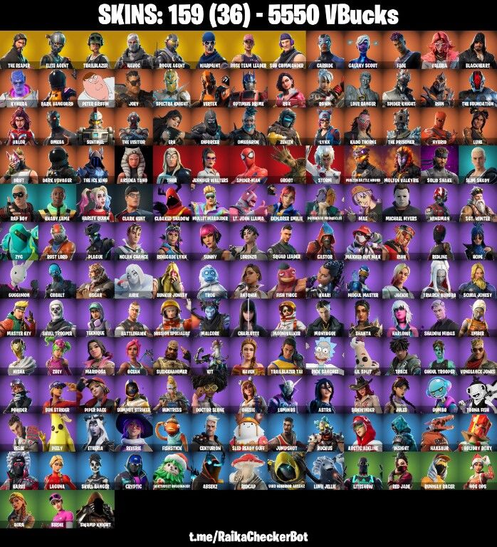 Fortnite Account ( PLAYSTATION / XBOX / PC / NINTENDO ) (The Reaper, Take The L, Rogue Agent, Trailblazer, Rogue Agent, OG STW) (159 Skins)