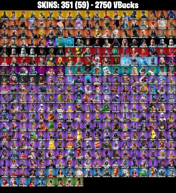 Fortnite Account ( PLAYSTATION / XBOX / PC / NINTENDO ) (BLACK KNIGHT, SPARKLE SPECIALIST, THE REAPER, FLOSS, MAKO) (351 Skins)