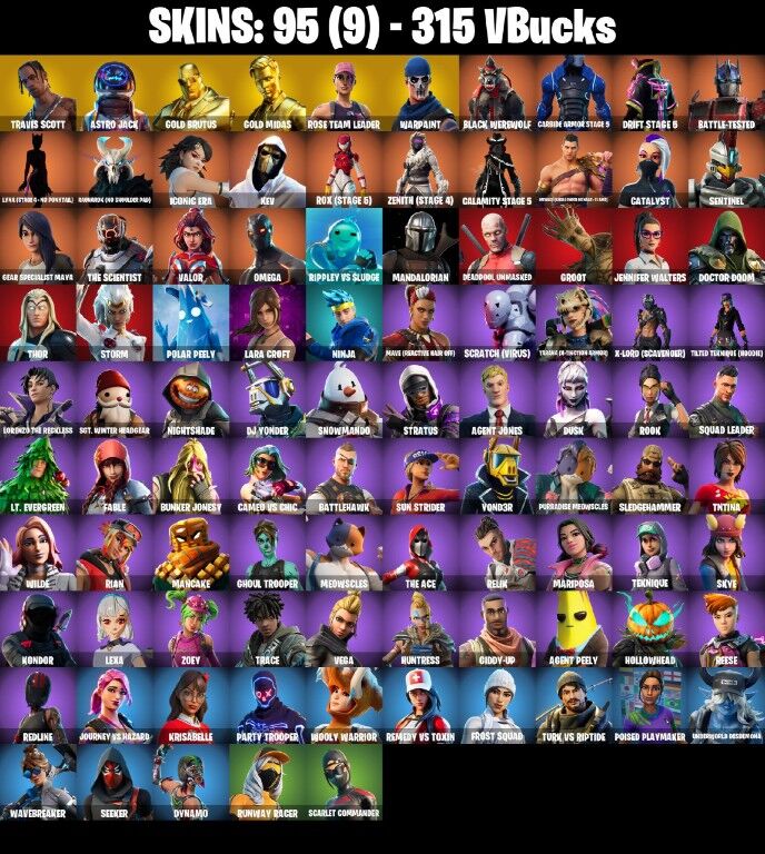 Fortnite Account ( PLAYSTATION / XBOX / PC / NINTENDO ) (Travis Scott, OG STW, Hot Mara) (95 Skins)