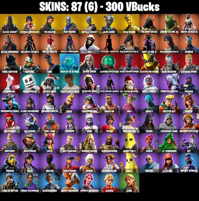 Fortnite Account ( PLAYSTATION / XBOX / PC / NINTENDO ) (BLACK KNIGHT, THE REAPER, MAKO, TAKE THE L) (87 Skins)