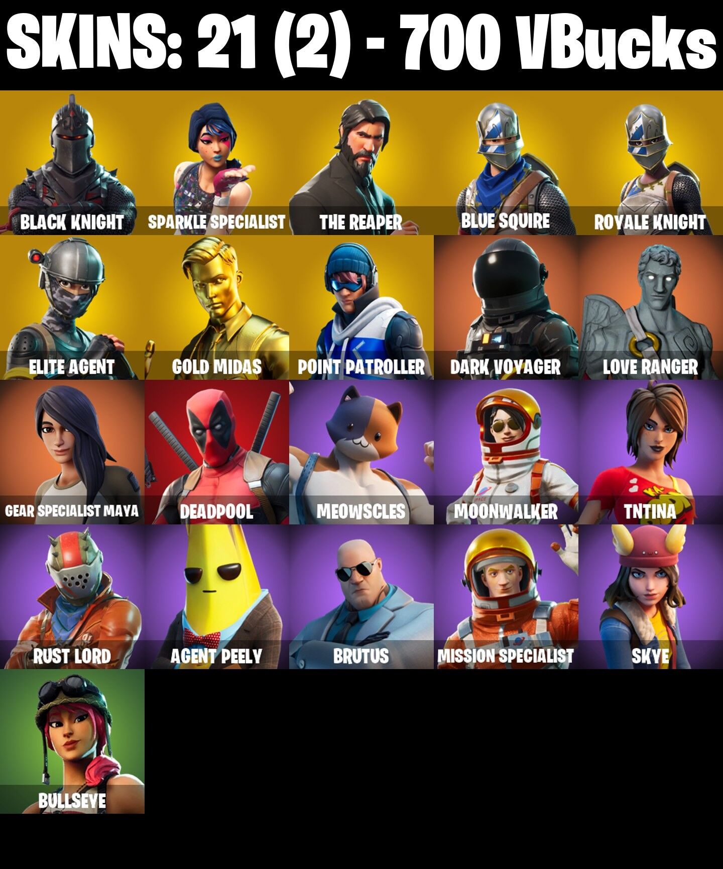 Fortnite Account ( PLAYSTATION / XBOX / PC / NINTENDO ) (BLACK KNIGHT, THE REAPER, TAKE THE L) (21 Skins)