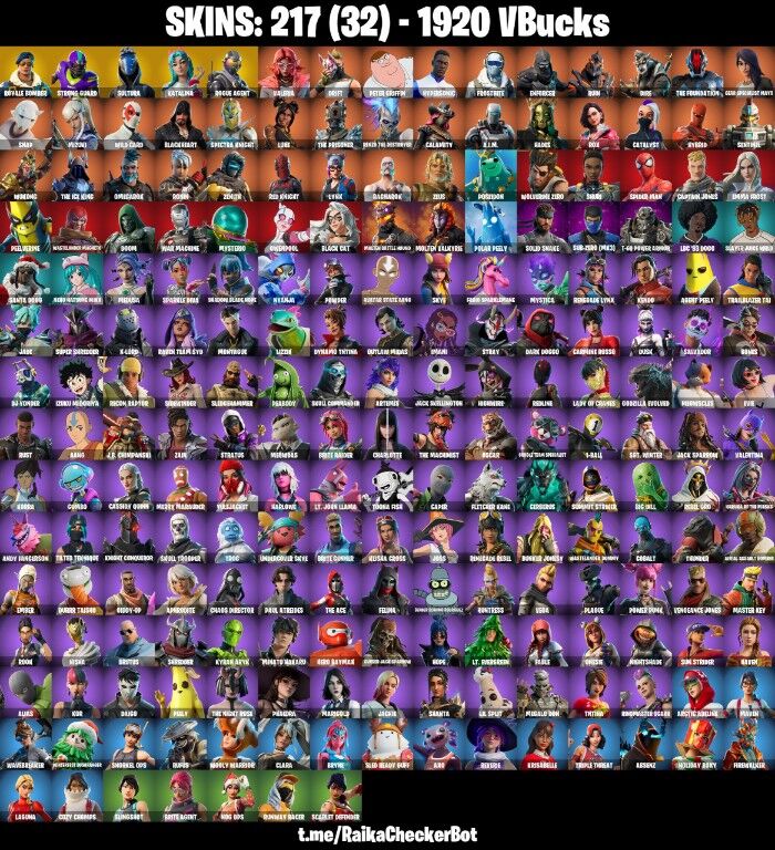 Fortnite Account ( PLAYSTATION / XBOX / PC / NINTENDO ) (Royale Knight, Reaper Axe, Rogue Agent, Katalina, Sultura, Agent Peely, Wild Card) (217 Skins)
