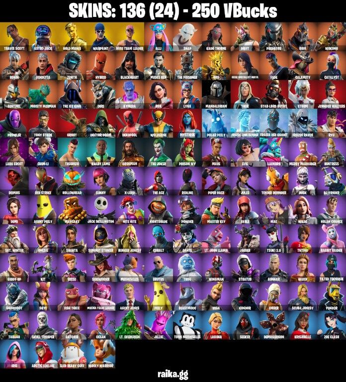 Fortnite Account ( PLAYSTATION / XBOX / PC / NINTENDO ) (TRAVIS SCOTT, ASTRO JACK, GOLD MIDAS, OG STW) (136 Skins)