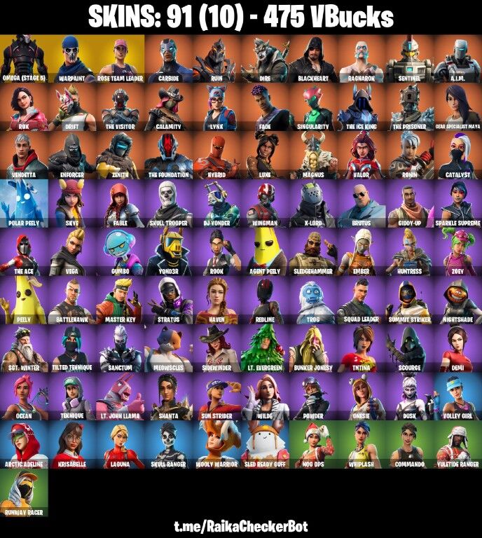 Fortnite Account ( PLAYSTATION / XBOX / PC / NINTENDO ) (OMEGA (STAGE 5), PEELY, SKULL TROOPER, THE ICE KING, OG STW) (91 Skins)