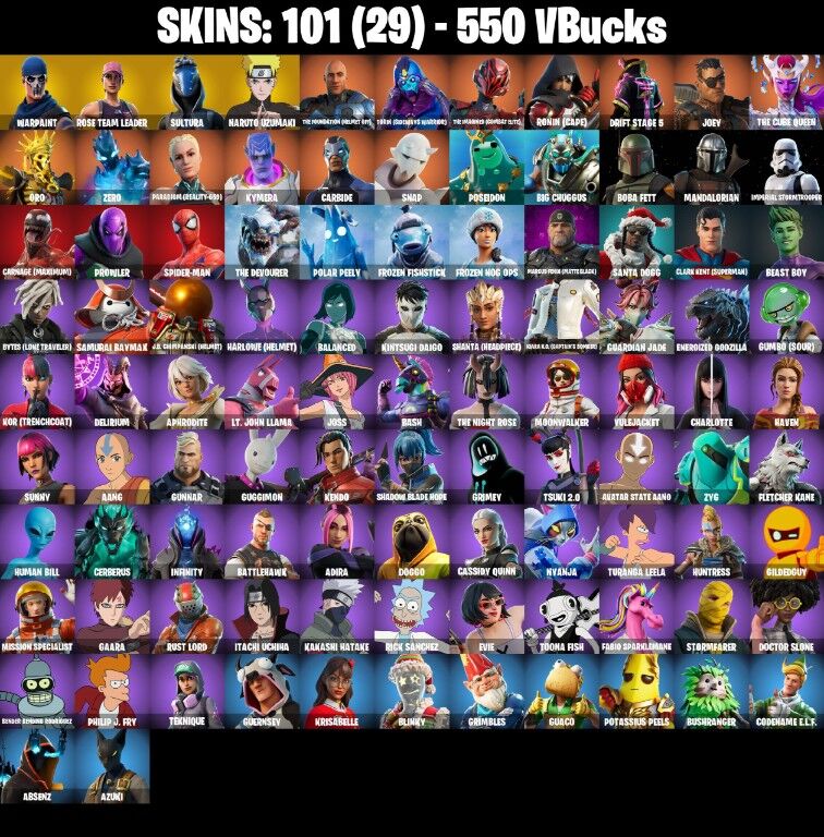 Fortnite Account ( PLAYSTATION / XBOX / PC / NINTENDO ) (101 Skins)