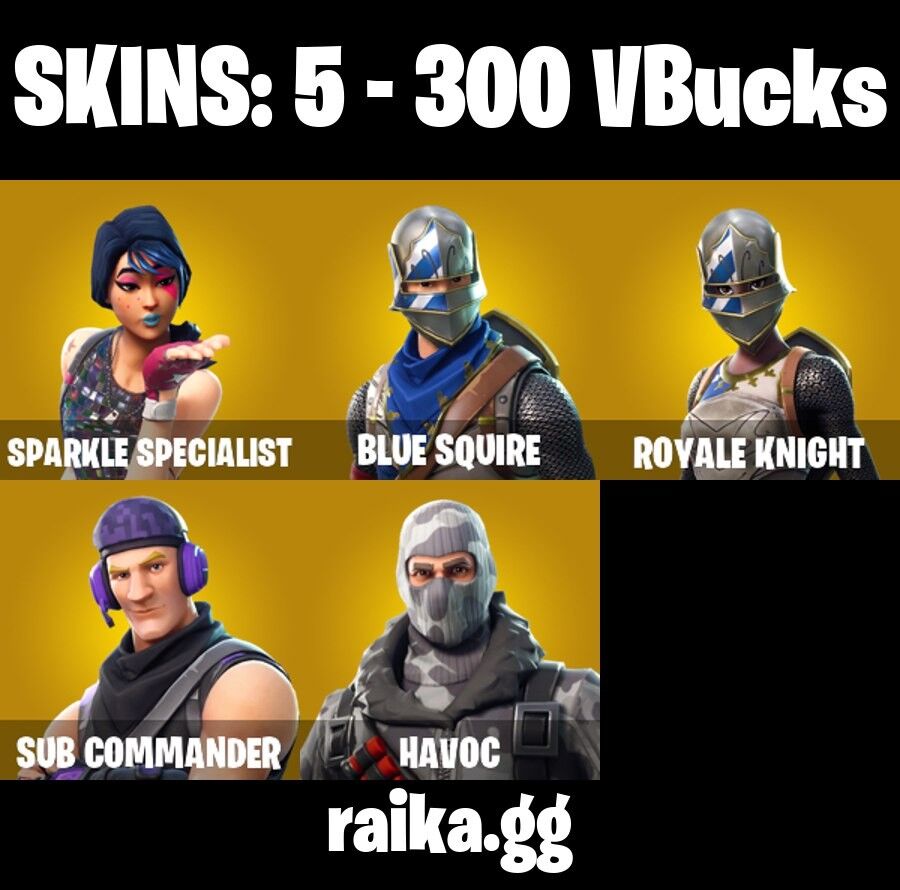 Fortnite Account ( PLAYSTATION / XBOX / PC / NINTENDO ) (Sparkle Specialist, Floss, Mako, Blue Squire, Royale Knight, Havoc) (5 Skins)