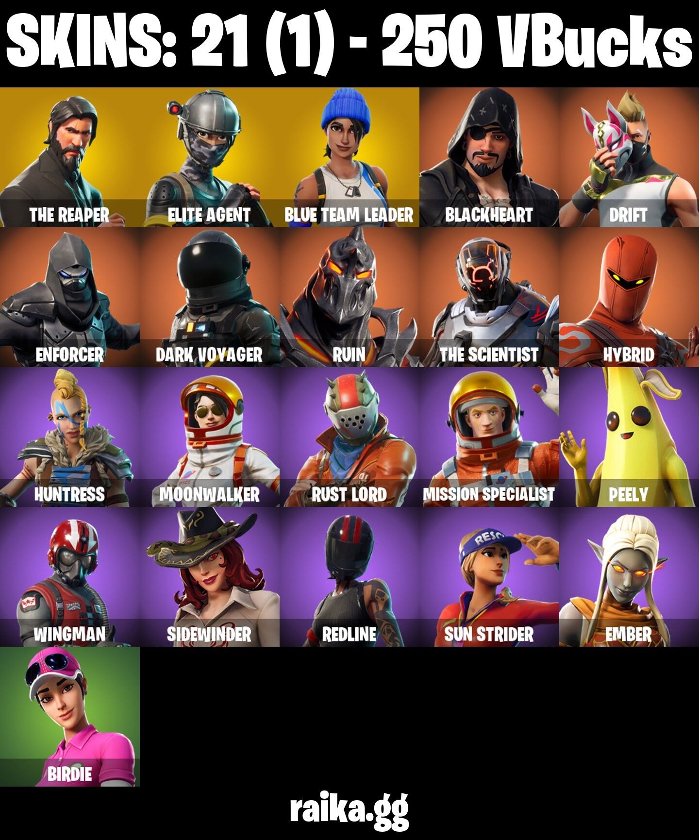 Fortnite Account ( PLAYSTATION / XBOX / PC / NINTENDO ) (The Reaper, Blue Team Leader, Take the L, Elite Agent) (21 Skins)