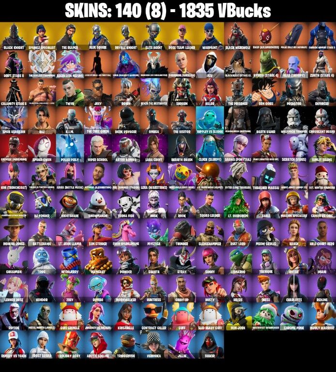 Fortnite Account ( PLAYSTATION / XBOX / PC / NINTENDO ) (BLACK KNIGHT, THE REAPER) (140 Skins)