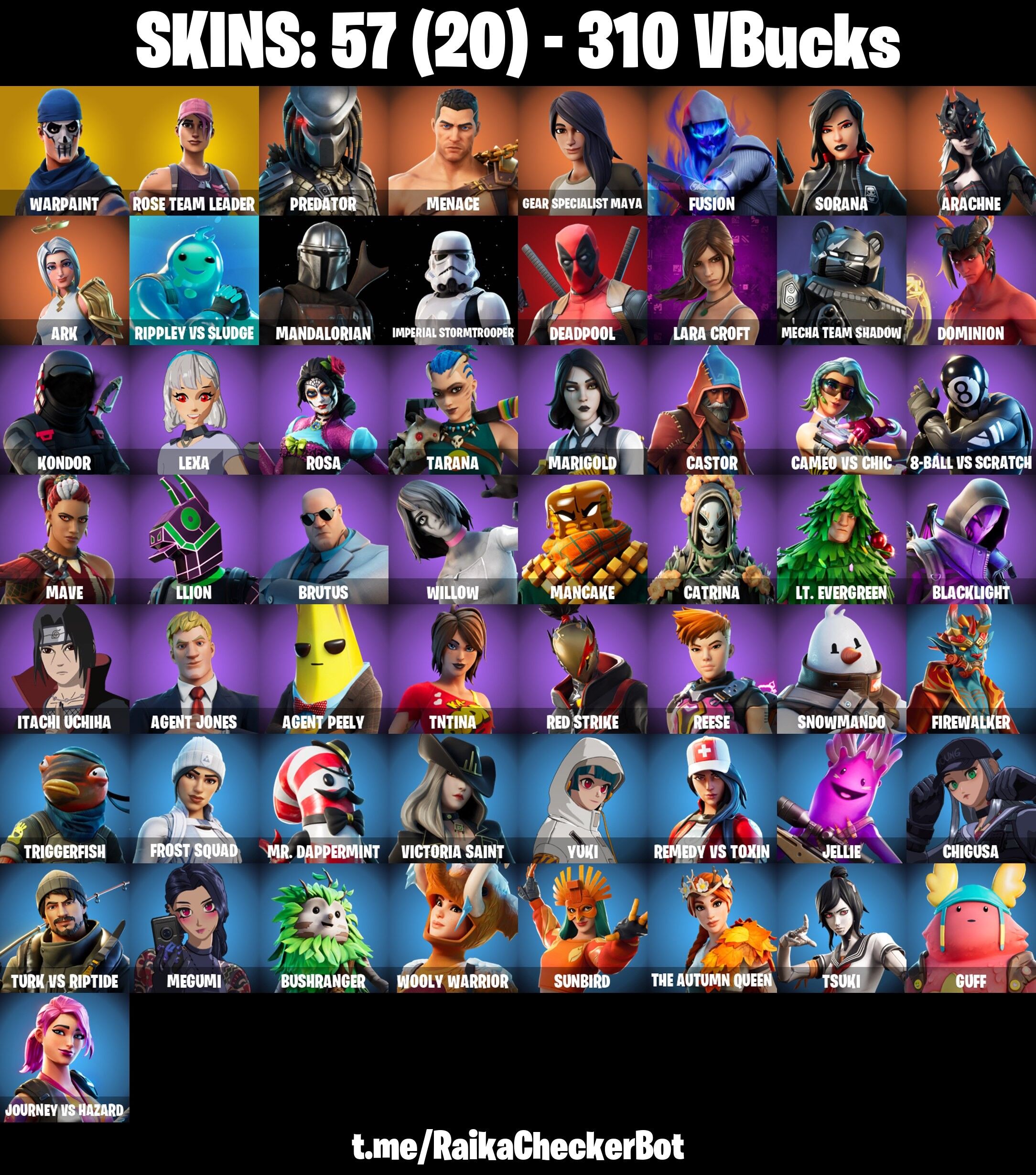 Fortnite Account ( PLAYSTATION / XBOX / PC / NINTENDO ) (Lara Croft, Deadpool, Ark) (57 Skins)