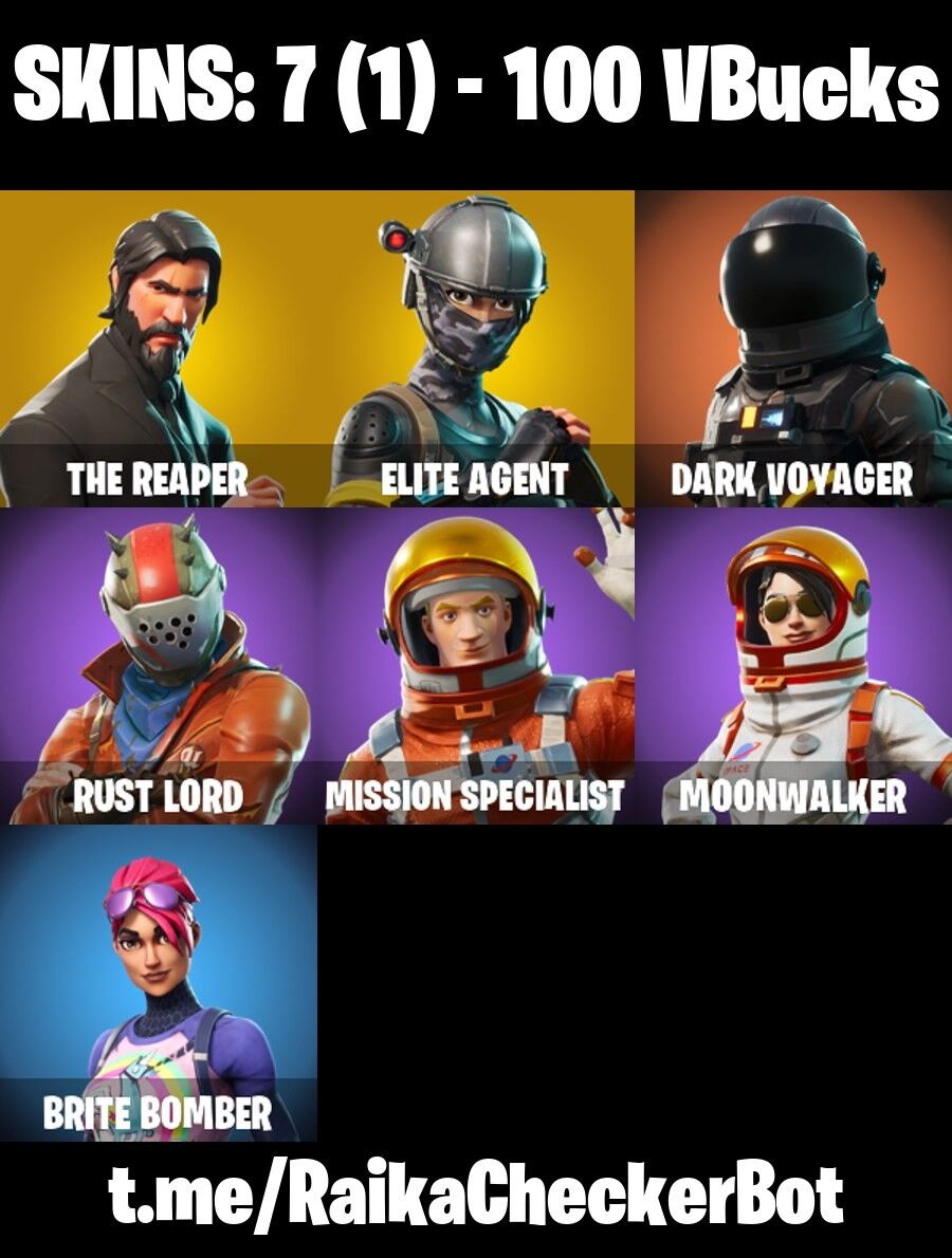 Fortnite Account ( PLAYSTATION / XBOX / PC / NINTENDO ) (The Reaper, Take the L, Elite Agent, Dark Voyager) (7 Skins)