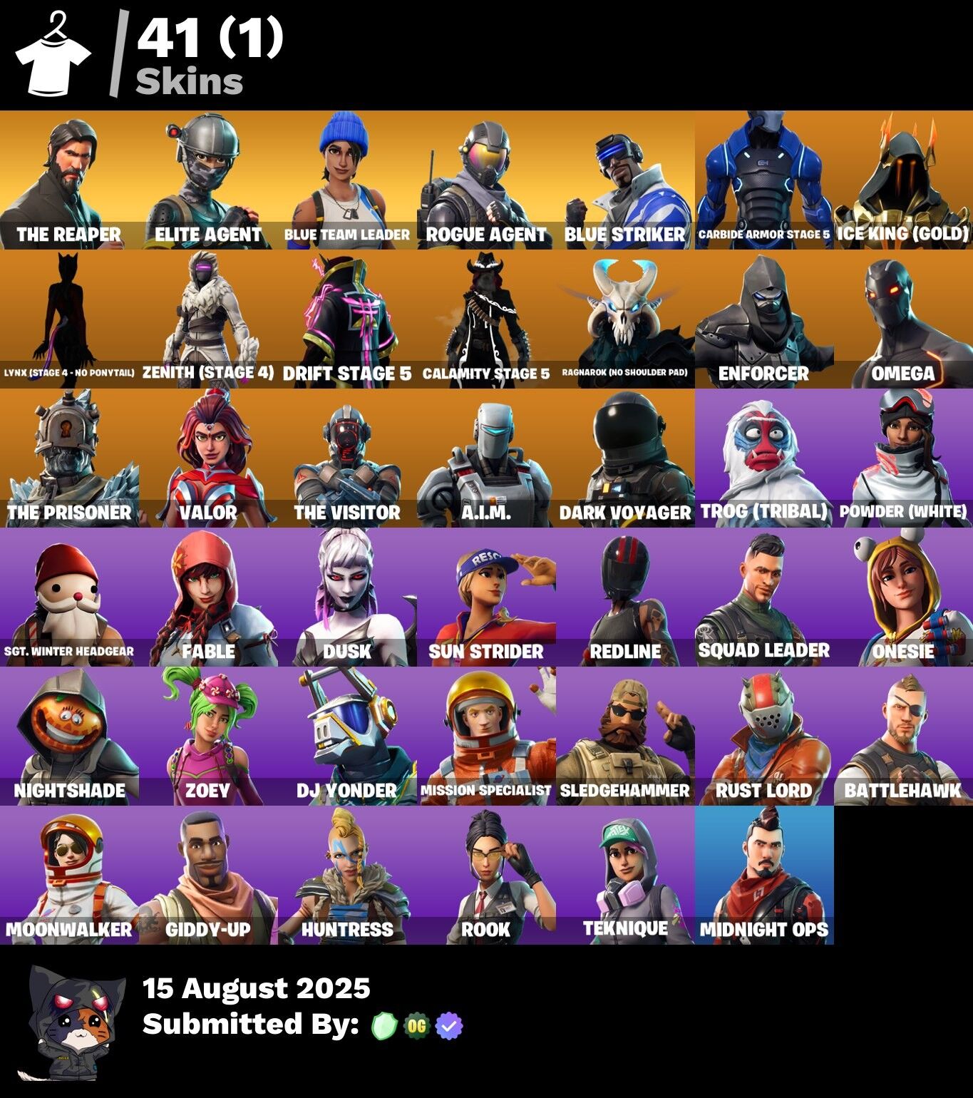 Fortnite Account ( PLAYSTATION / XBOX / PC / NINTENDO ) (The Reaper, Take the L, Elite Agent, Blue Team Leader, Mako, Rogue Agent) (82 Skins)