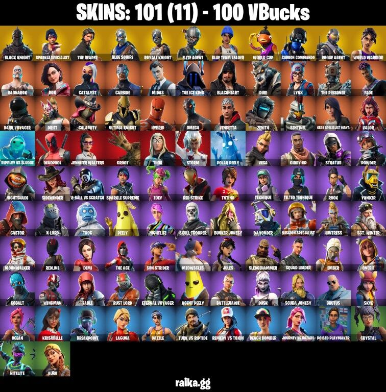 Fortnite Account ( PLAYSTATION / XBOX / PC / NINTENDO ) (BLACK KNIGHT, THE REAPER, FISHSTICK (WORLD CUP), TAKE THE L, WORLD WARRIOR) (101 Skins)