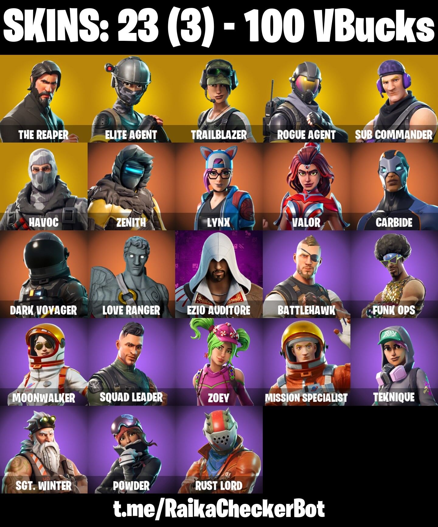 Fortnite Account ( PLAYSTATION / XBOX / PC / NINTENDO ) (THE REAPER, TAKE THE L, TRAILBLAZER, HAVOC, LOVE RANGER) (23 Skins)