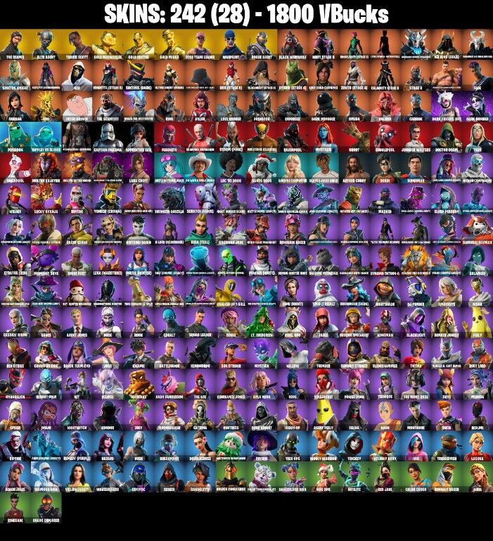 Fortnite Account ( PC / PLAYSTATION / XBOX / NINTENDO ) (TRAVIS SCOTT, THE REAPER, OG STW, TAKE THE L) (242 Skins)