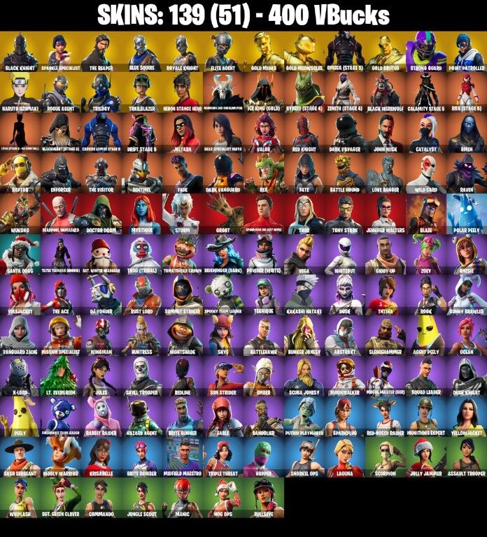 Fortnite Account ( PLAYSTATION / XBOX / PC / NINTENDO ) (BLACK KNIGHT, THE REAPER, TAKE THE L, MAKO) (139 Skins)
